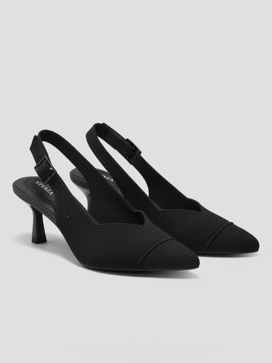 Nwt | Vivaia Black Slingback Pointed-Toe Addison Kitten Heel